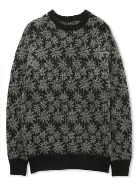 Corridor || Floral Alpaca Crewneck Sweater Gray Black Small